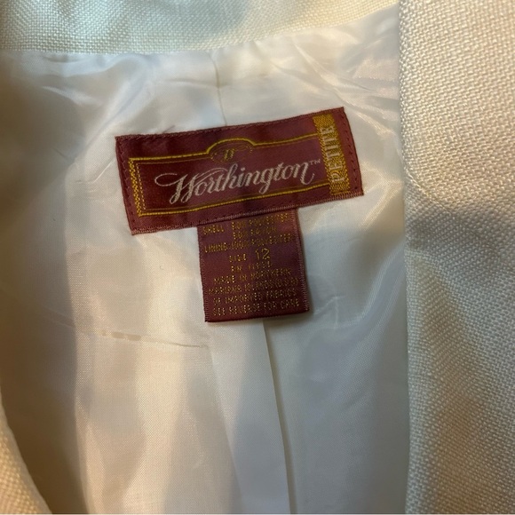 Vintage Worthington Blazer | 12 Petite | Off-White Textured Single Button 🇺🇸 - Picture 4 of 7